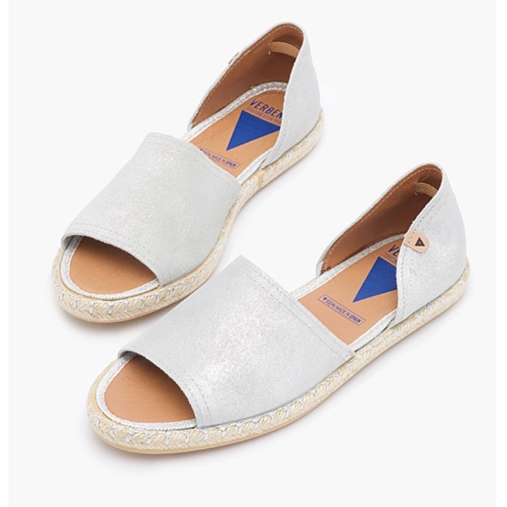 Women's Silver Open-Toe Espadrille Slip-Ons